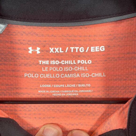 Under Armour The Iso-Chill Polo Shirt Men's XXL Orange/Black Activewear Outdoor - Picture 3 of 9